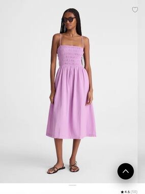 Madewell Lavender Pink Smocked Midi Dress